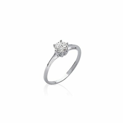 Solitaire en argent rhodié et oxydes de zirconium