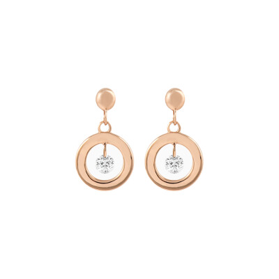 Boucles d'oreilles Filles en or Princesse en or rose et diamants