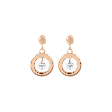 Boucles d'oreilles Filles en or Princesse en or rose et diamants