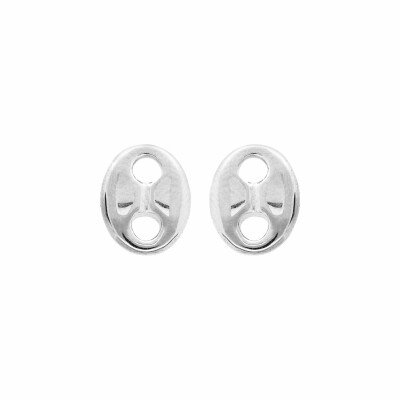 Boucles d'oreilles tige en acier maille grain de cafe massive 10x8mm