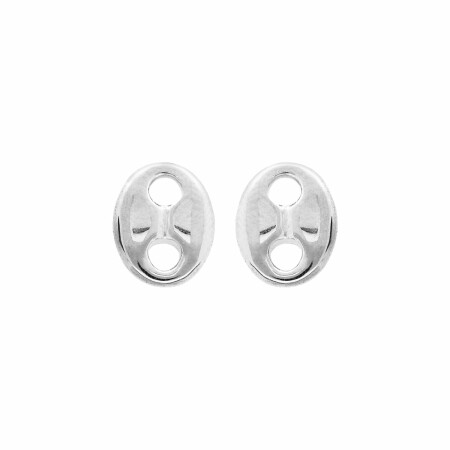 Boucles d'oreilles tige en acier maille grain de cafe massive 10x8mm