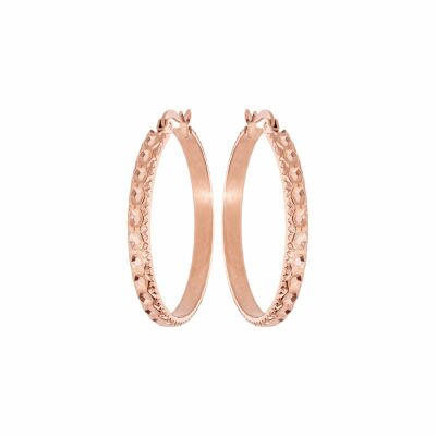 Boucles d'oreilles créoles en métal doré rose martelée 33mm
