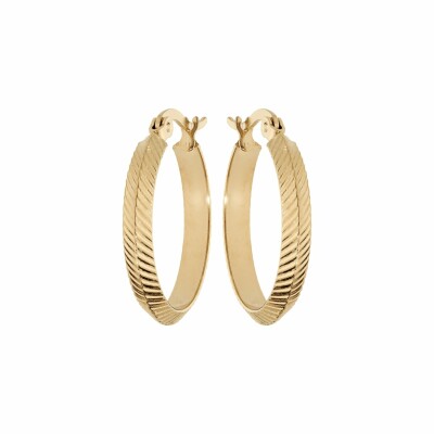 Boucles d'oreilles créoles en métal doré diamantée striée 21mm