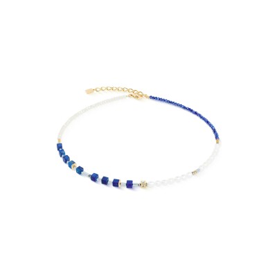 Collier Coeur de Lion Princess Fusion Pearls en acier doré, perle d'eau douce, lapis lazuli et verre