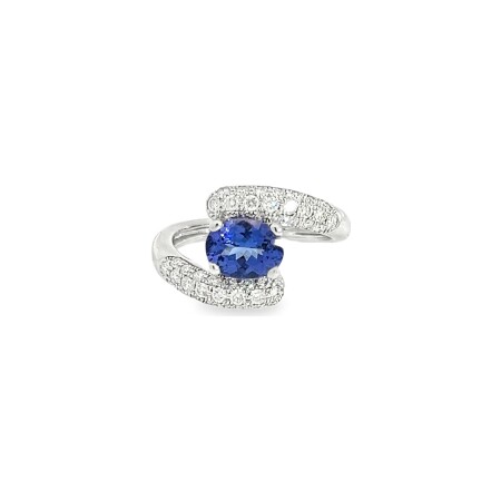 Bague en or blanc, tanzanite et diamants