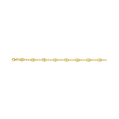 Bracelet chaîne maille grain de café en plaqué or