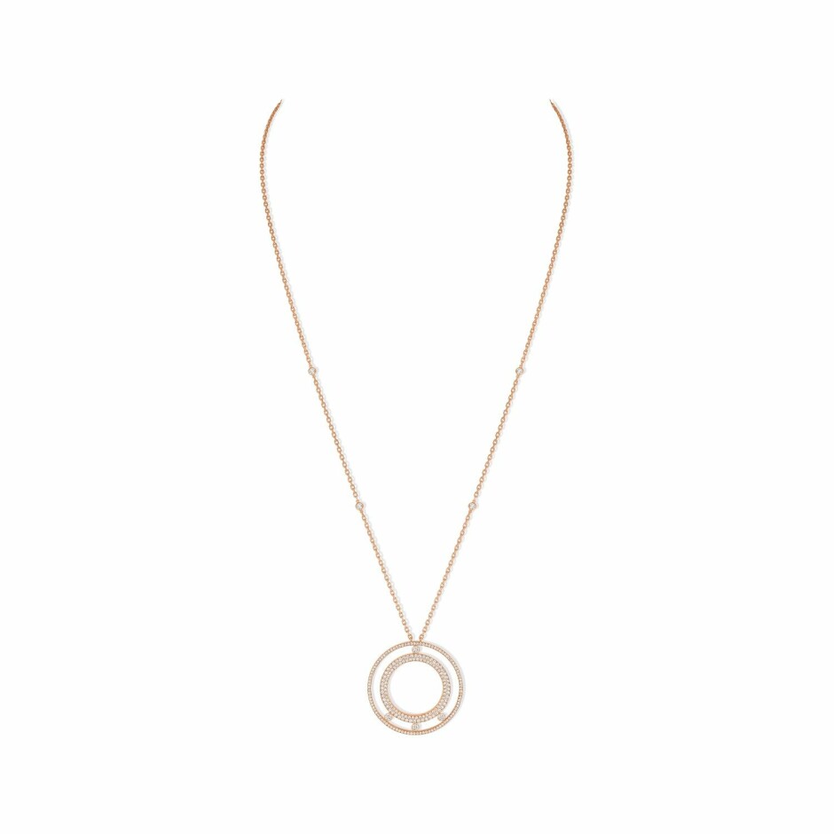 Collier long Messika Move Romane pavé en or rose et diamants