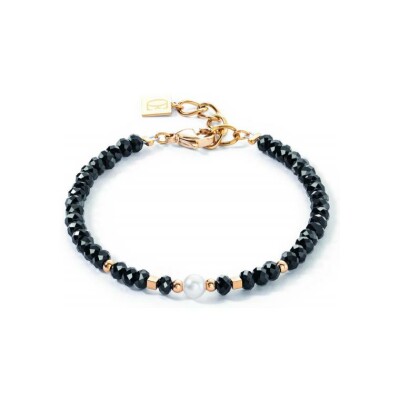 Bracelet Coeur de Lion Mystic Pearl en acier doré, perle d'eau douce, hématite et verre