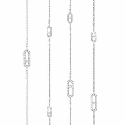 Collier sautoir Messika Move Uno en or blanc et diamants, 116cm