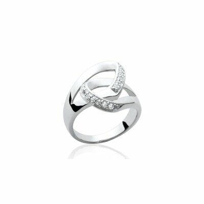 Bague en argent rhodié et oxydes de zirconium