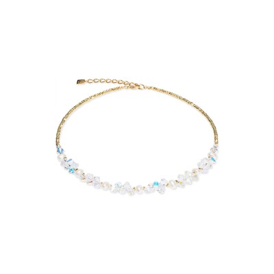 Collier Coeur de Lion Dancing Crystals & Pearls en acier doré, perle d'eau douce, cristaux Swarovski et hématite