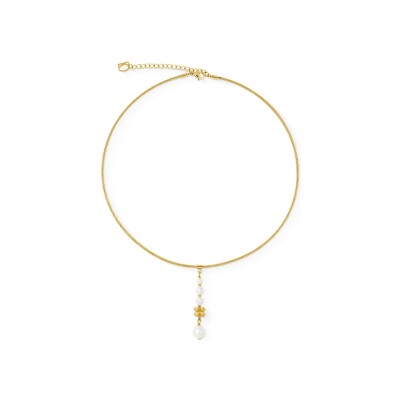 Collier Coeur de Lion Pearl & Spikes Drop en acier doré et perle d'eau douce