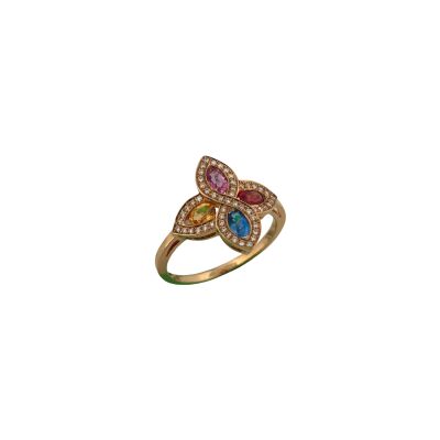 Bague en or rose, saphirs et diamants