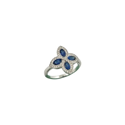 Bague en or rose, saphirs et diamants