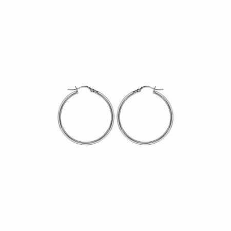 Boucles d'oreilles créoles en acier fil 2mm 30mm