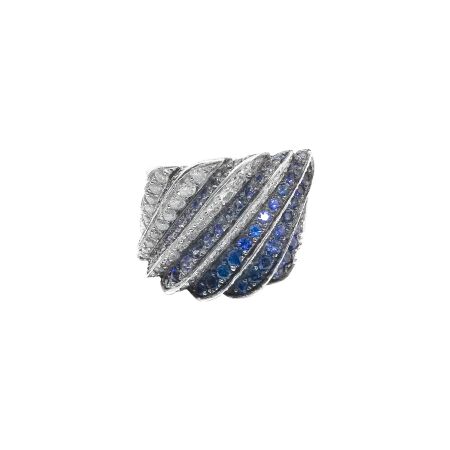 Bague Isabelle Barrier en or blanc, diamants et saphir, taille 54