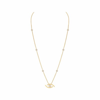 Messika Lucky Eye long necklace, yellow gold, diamonds