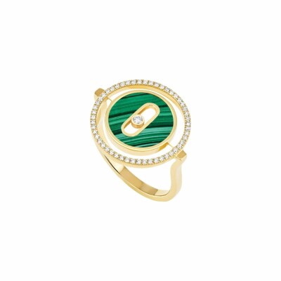 Bague Messika Lucky Move en or jaune, malachite et diamants