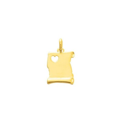 Pendentif à graver parchemin cœur en plaqué or