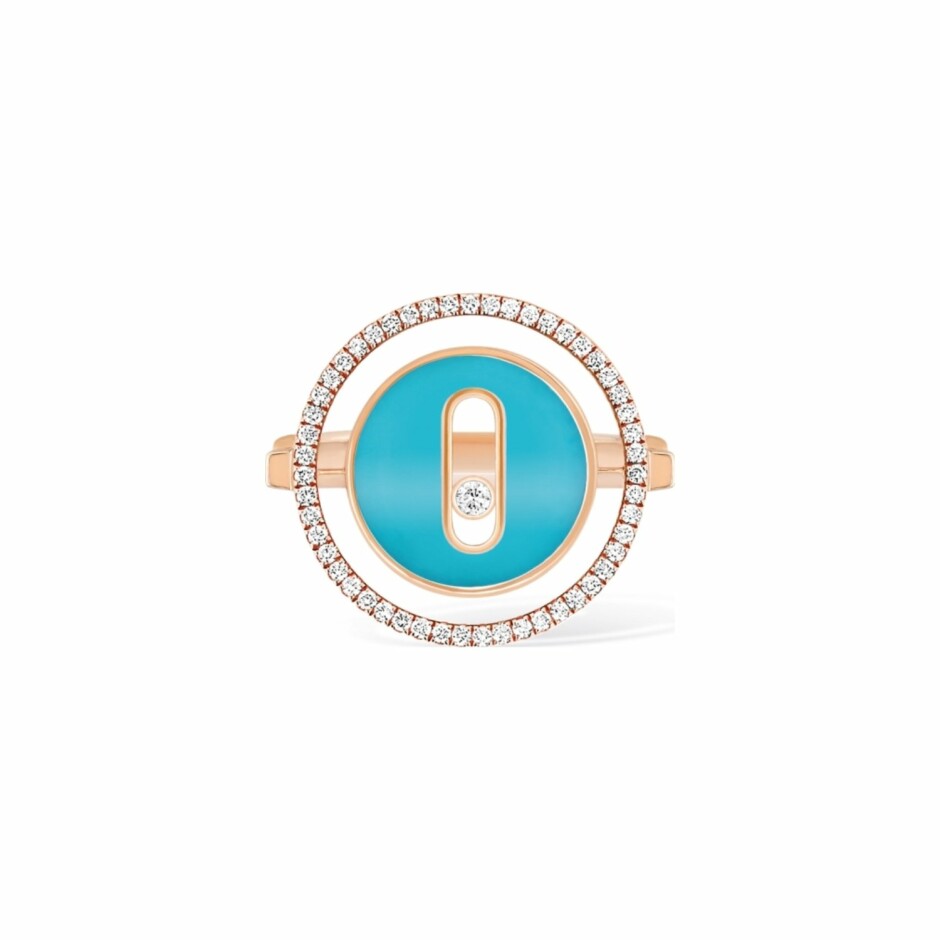 Bague Messika Lucky Move en or rose, turquoise et diamants