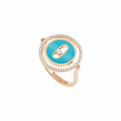 Bague Messika Lucky Move en or rose, turquoise et diamants