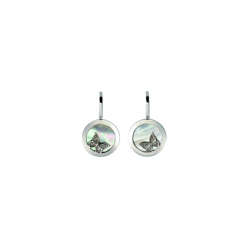 Baile de Mariposas Earrings in white gold and mother of pearl