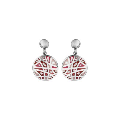 Boucles d'oreilles tige acier stella mia ronde pendante