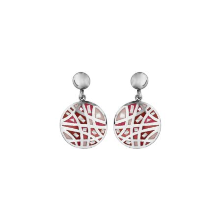 Boucles d'oreilles tige acier stella mia ronde pendante