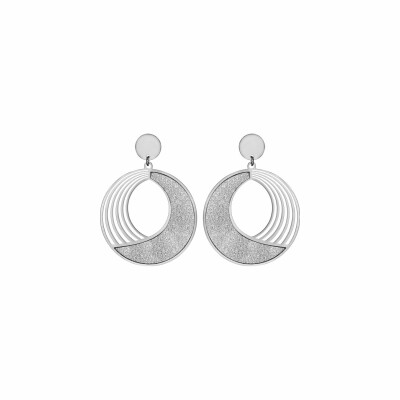 Boucles d'oreilles tige en acier ronde evidée avec glitter