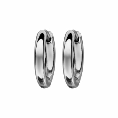 Boucles d'oreilles créoles en acier fil rond 3mm articulée 12mm