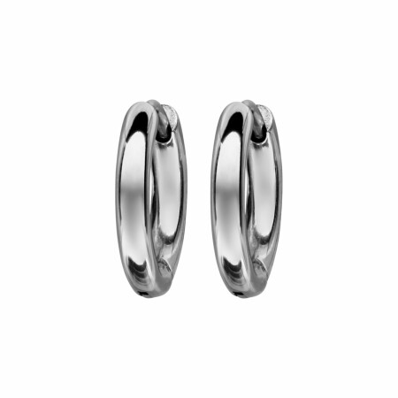 Boucles d'oreilles créoles en acier fil rond 3mm articulée 12mm