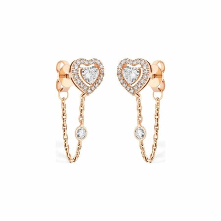 Boucles d'oreilles Messika Joy Coeur en or rose et diamants