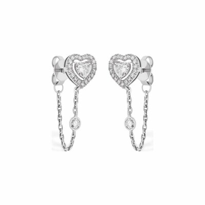 Boucles d'oreilles Messika Joy Coeur en or blanc et diamants