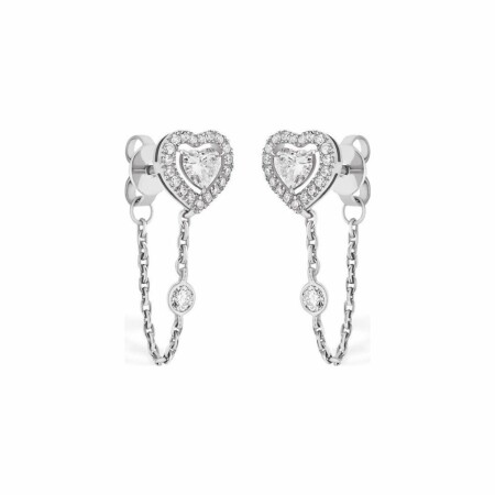 Boucles d'oreilles Messika Joy Coeur en or blanc et diamants