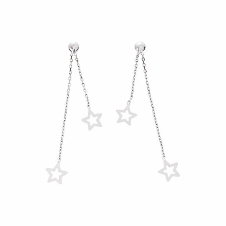 Boucles d'oreilles pendantes en or blanc