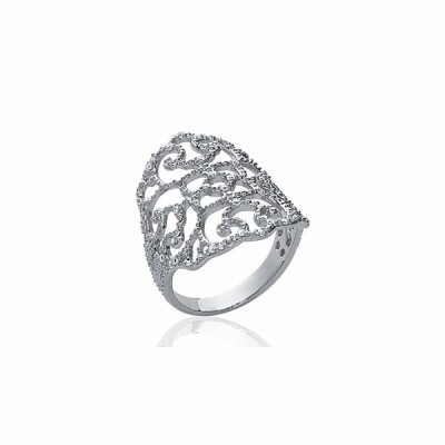 Bague en argent rhodié et oxydes de zirconium