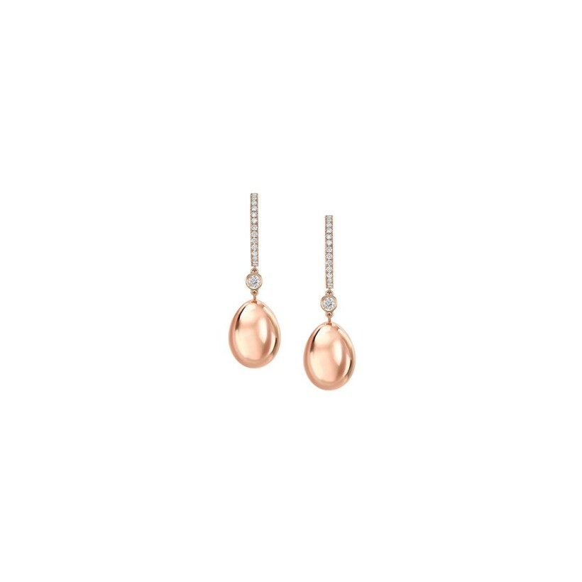 Boucles d'oreilles Fabergé Essence en or rose et pavé de diamants