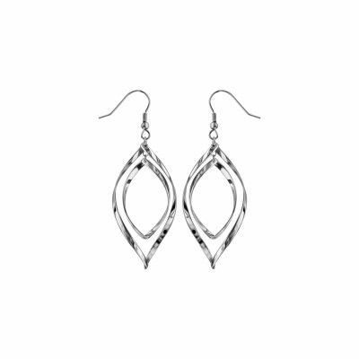 Boucles d'oreilles en acier crochet double goutte evidée