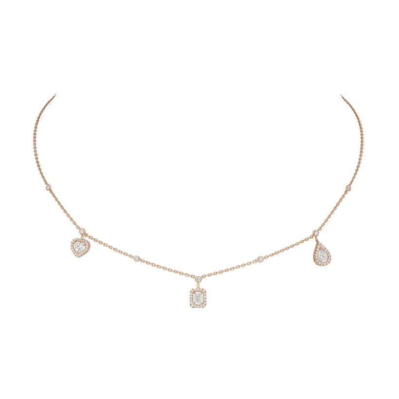 Messika My Twin Trio necklace, rose gold, diamonds