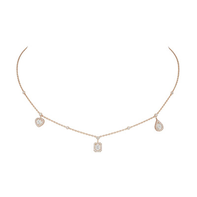 Collier Messika My Twin Trio en or rose et diamants