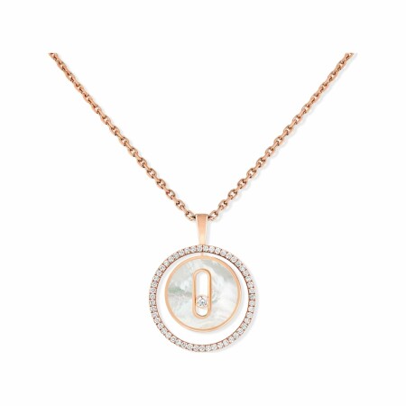 Messika Lucky Move necklace, rose gold, nacre and diamonds