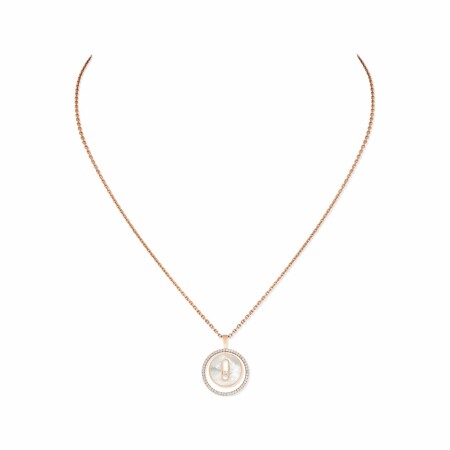 Messika Lucky Move necklace, rose gold, nacre and diamonds