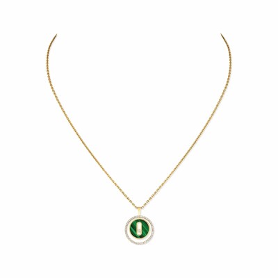 Collier Messika Lucky Move en or jaune, malachite et diamants