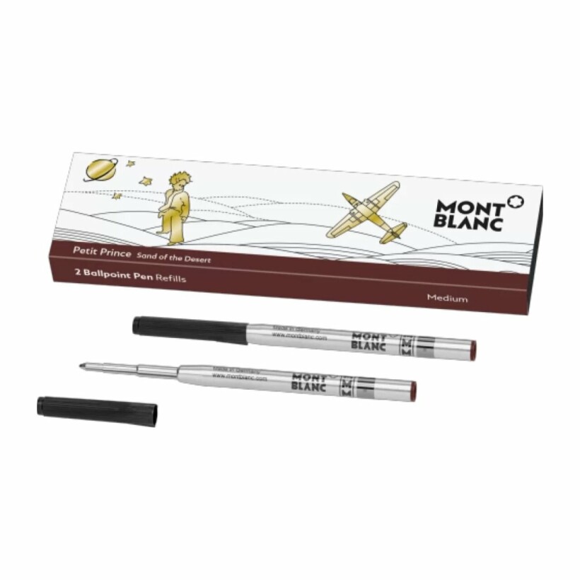 2 recharges Montblanc pour stylo bille (M) Le Petit Prince, sand of the desert brown