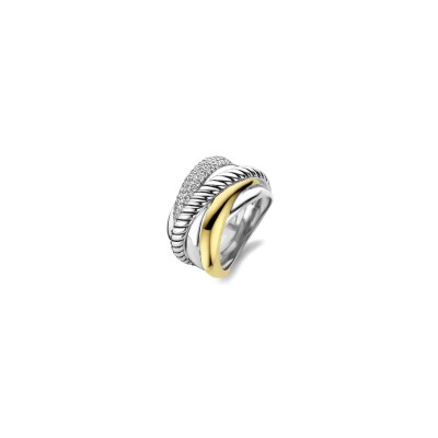 Bague Ti Sento en argent doré et oxyde de zirconium, taille 56