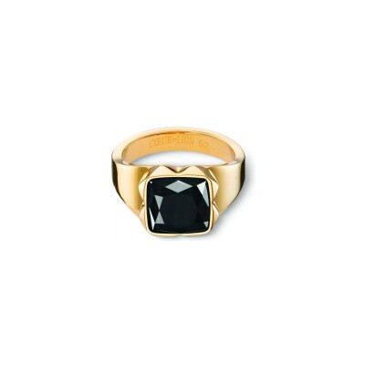 Bague Coeur de Lion Spikes Square en acier doré et onyx, taille 58