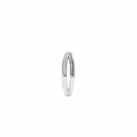 Bague Ti Sento 2 rangs entrelacés en argent rhodié et oxydes de zirconium, taille 56