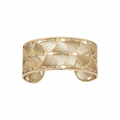 Bracelet en acier en métal doré manchette plume de paons
