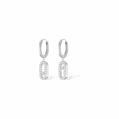 Boucles d'oreilles créoles Messika Move Uno en or blanc et diamants