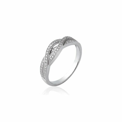 Bague en argent rhodié et oxydes de zirconium